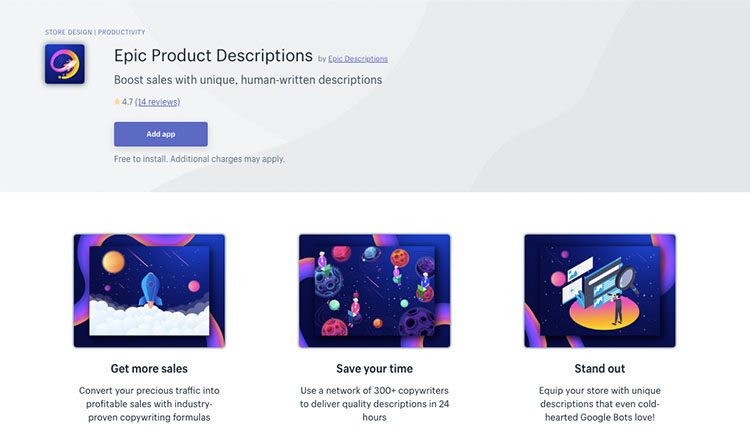 Free Shopify App Epic Product Descriptions for Content Creation