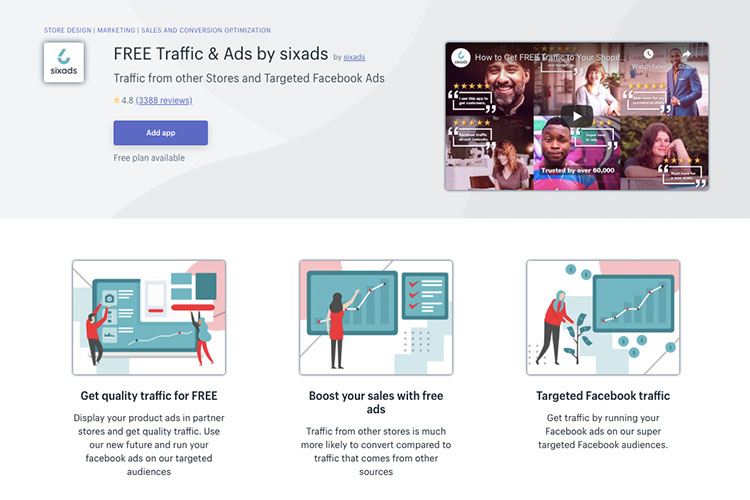 Free Shopify App Sixads for driving traffic