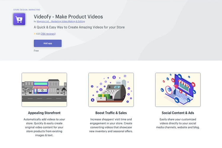 Free Shopify App Videofy for Content Creation