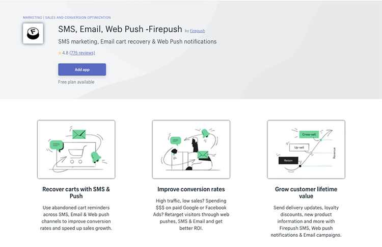 Free Shopify App Firepush to increase Sales 