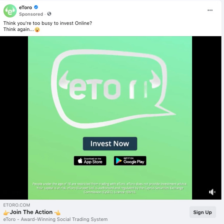 anuncio de facebook etoro