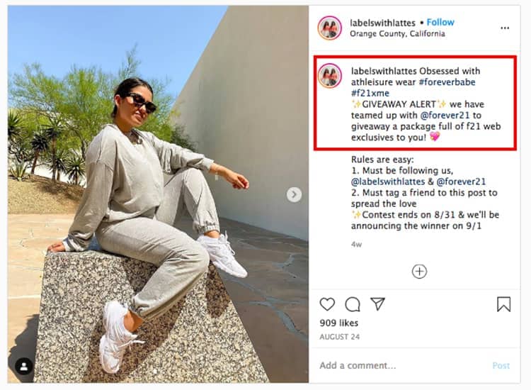 woman sweatpants instagram ad labelswithlattes