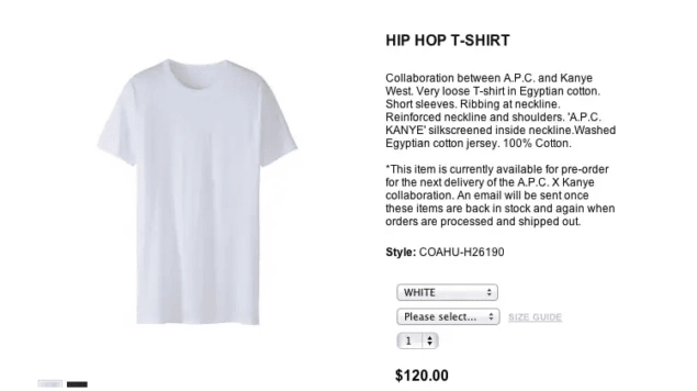 kanye west white t-shirt