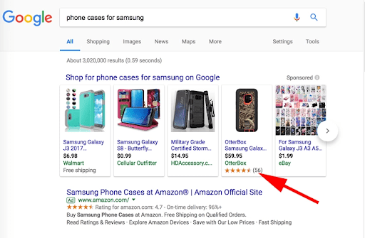 google shopping ad example for phones