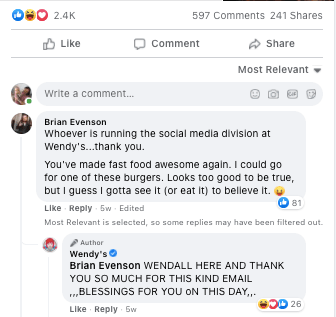Facebook engagement example