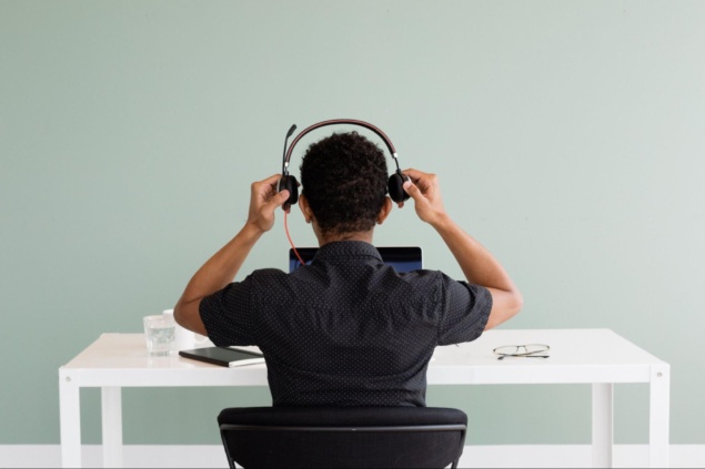 man with headphones