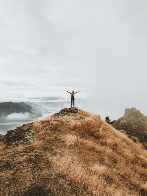 woman on mountain top
