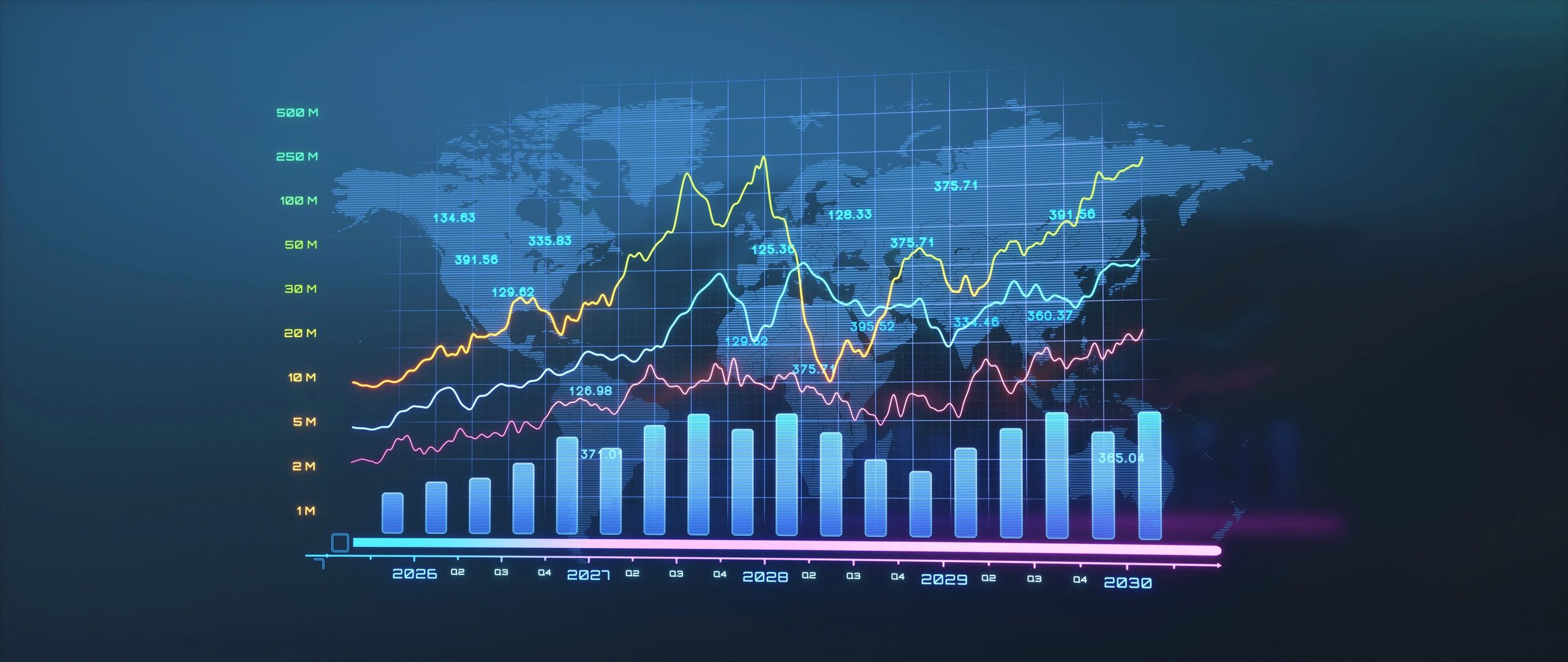Layar data finansial abstrak yang menggambarkan perbandingan RTP