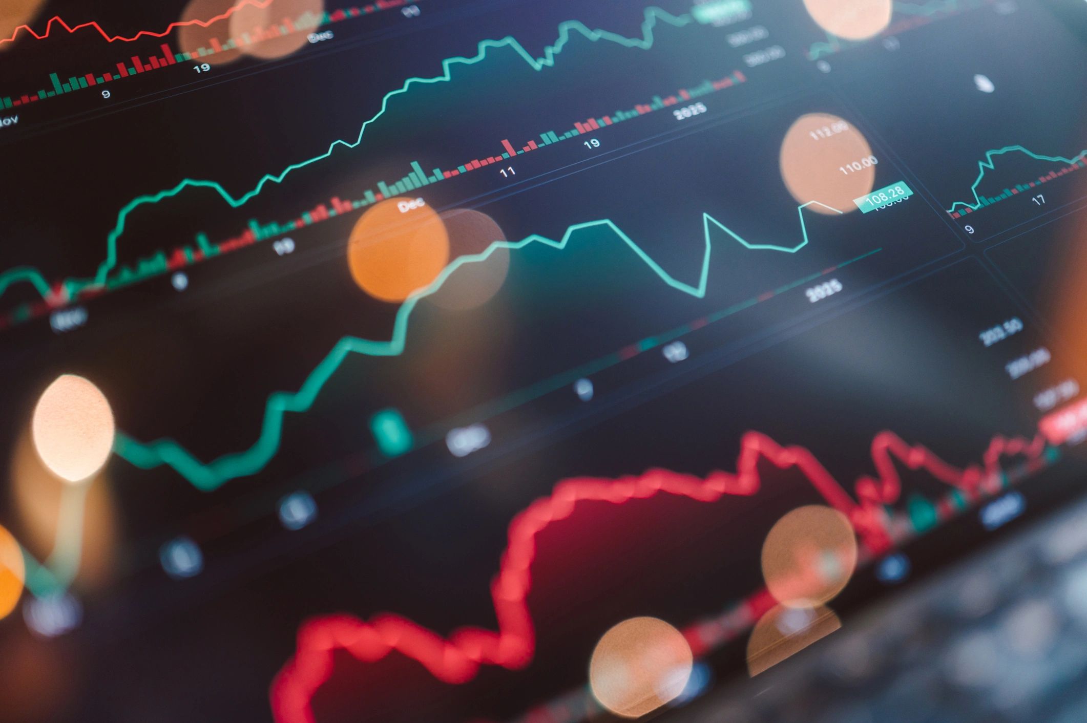 Grafik keuangan yang menggambarkan analisis data dan konteks risiko
